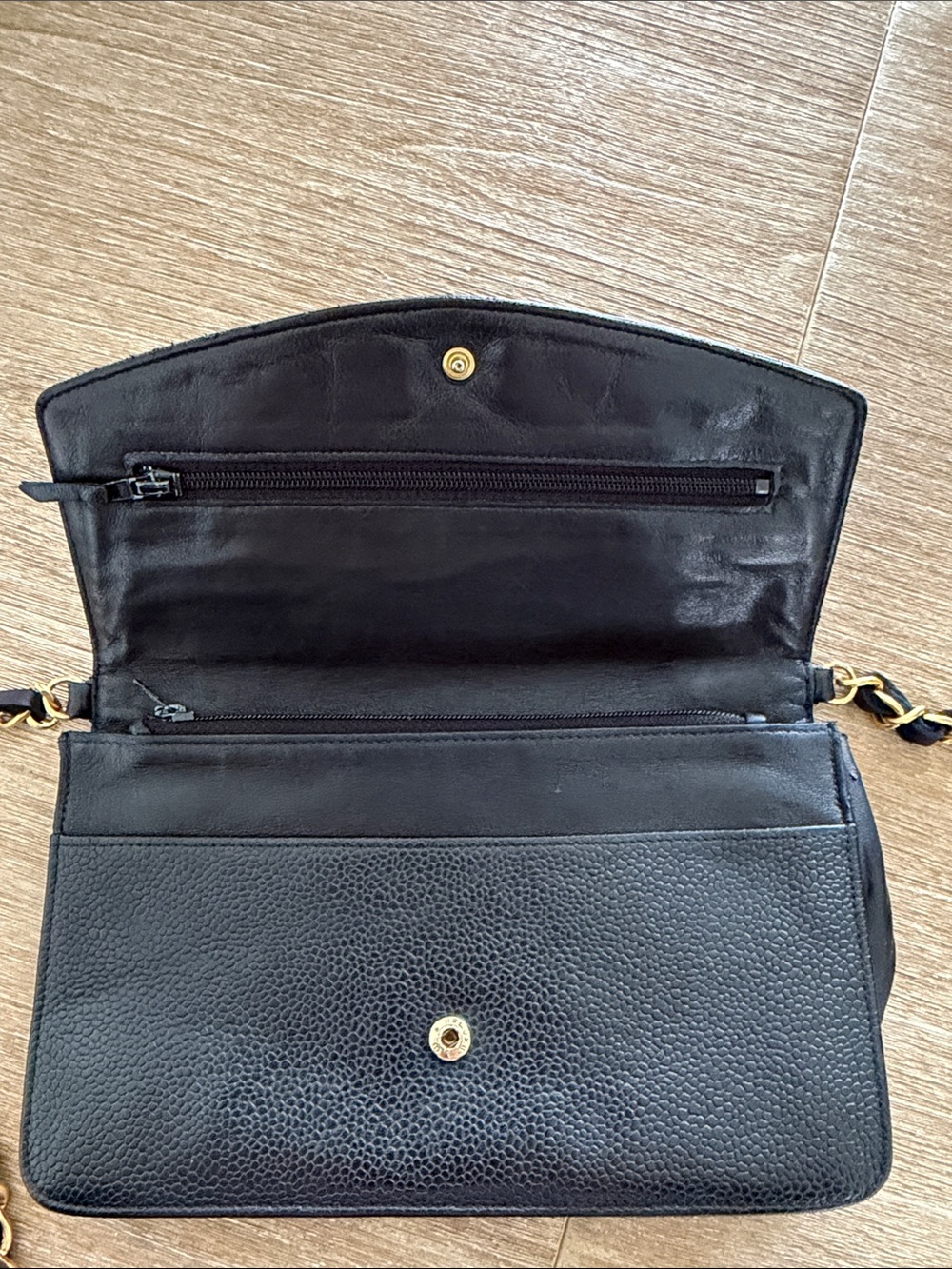 CHANEL Black Quilted Caviar Leather CC Wallet-On-Chain with Gold Chain - Picture 3 of 6